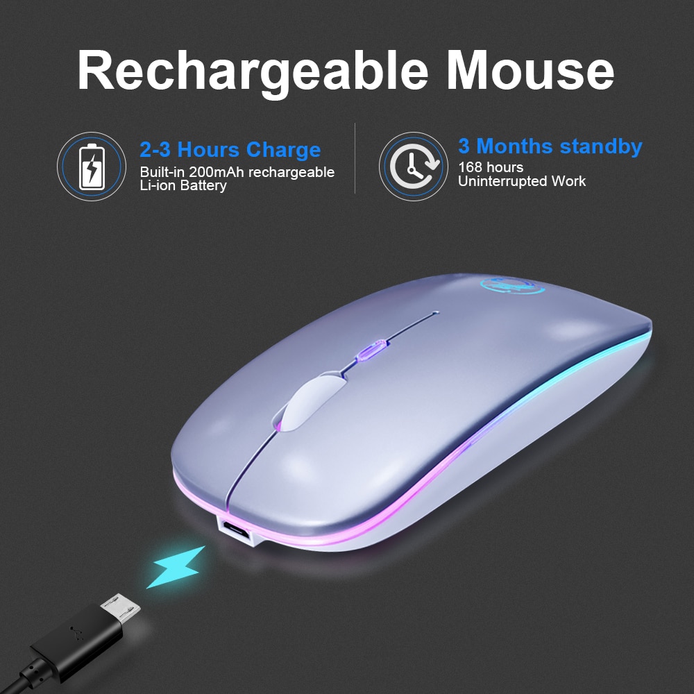 Souris sans fil rvb Bluetooth souris d'ordinateur silencieuse Rechargeable ergonomique avec LED souris optique USB rétro-éclairé pour ordinateur portable