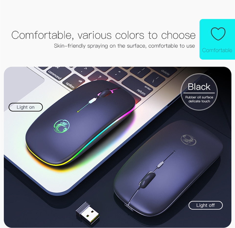 Souris sans fil rvb Bluetooth souris d'ordinateur silencieuse Rechargeable ergonomique avec LED souris optique USB rétro-éclairé pour ordinateur portable