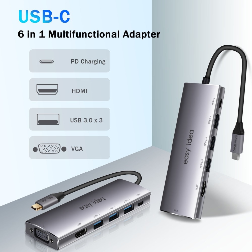 Hub USB OTG 3.0 USB C Hub HDMI 3 ports répartiteur Multi USB 3.0 Type C Hub USB-C Hab VGA adaptateur C Dock pour MacBook Pro accessoires