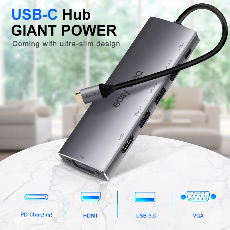 Hub USB OTG 3.0 USB C Hub HDMI 3 ports répartiteur Multi USB 3.0 Type C Hub USB-C Hab VGA adaptateur C Dock pour MacBook Pro accessoires