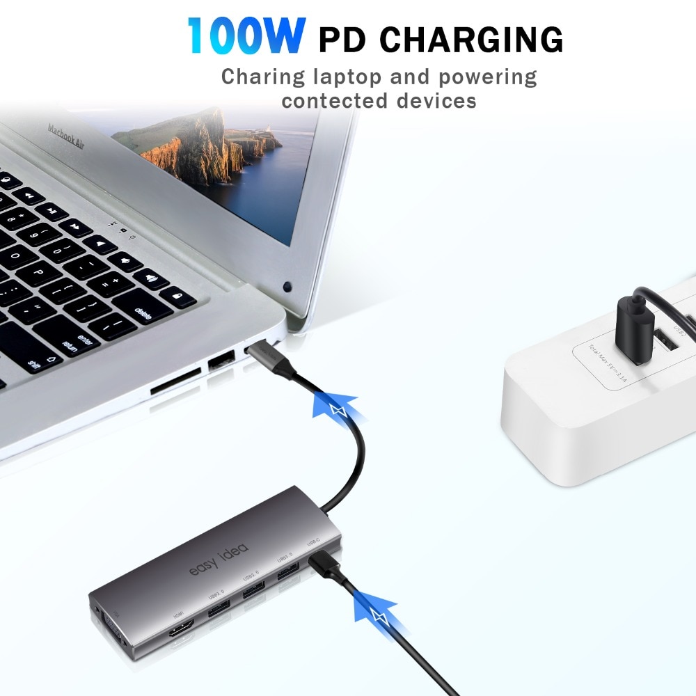 Hub USB OTG 3.0 USB C Hub HDMI 3 ports répartiteur Multi USB 3.0 Type C Hub USB-C Hab VGA adaptateur C Dock pour MacBook Pro accessoires