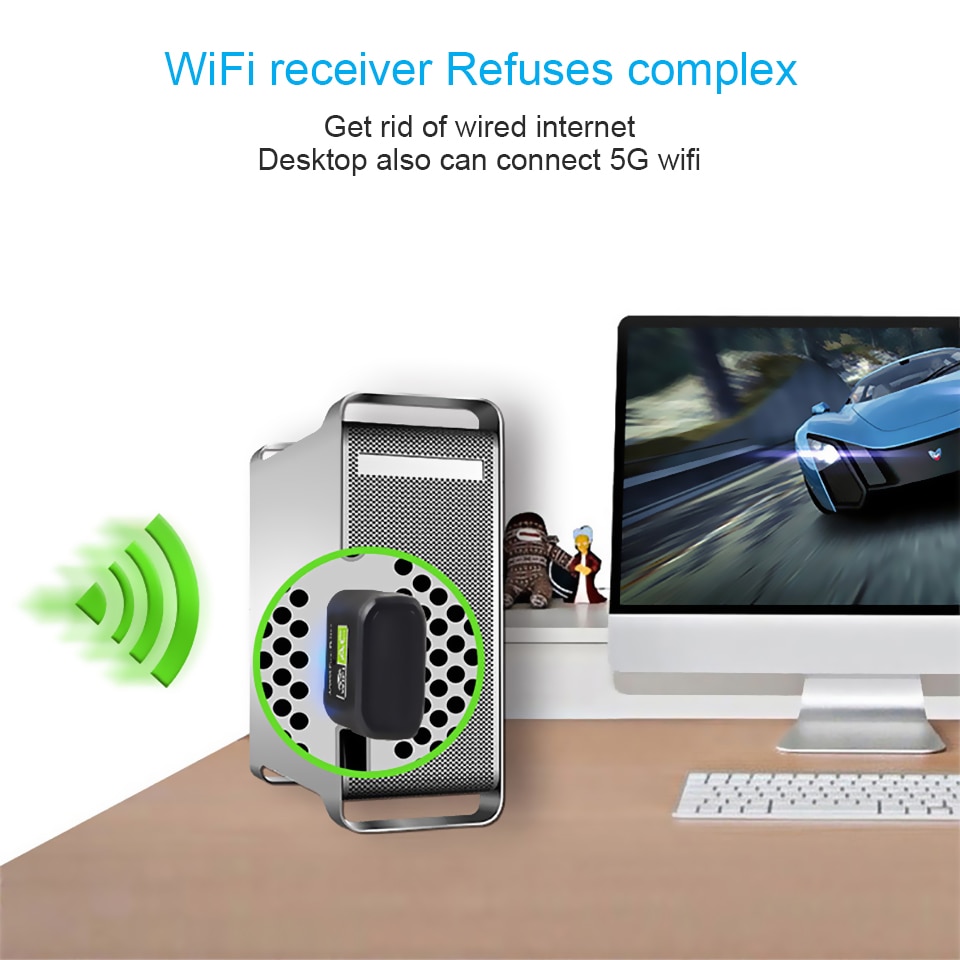 Adaptateur Wifi USB pilote gratuit 600Mbps adaptateur Wi-Fi 5ghz antenne USB Ethernet PC adaptateur Wi-Fi Lan Wifi Dongle récepteur Wifi ca