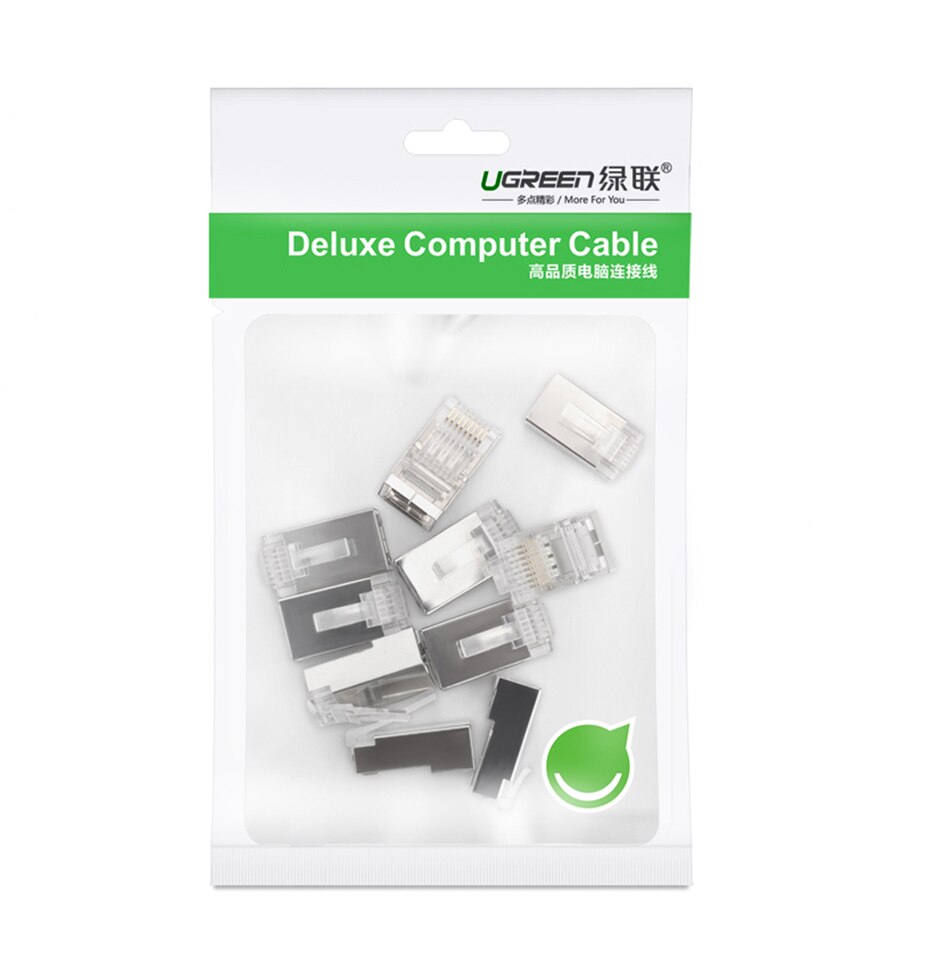 Ugreen-connecteur de câble Ethernet modulaire Cat6 8P8C, connecteur de tête de câble Ethernet, connecteur de sertissage Cat 6 en plaqué or, réseau RJ 45